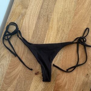 Frankie’s Bikinis Black Tie Textured Bottoms